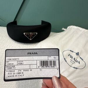 Prada Black Headband with Signature Logo